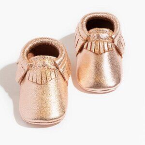 Freshly Picked Leather Moccasins Rose Gold FP Size 2